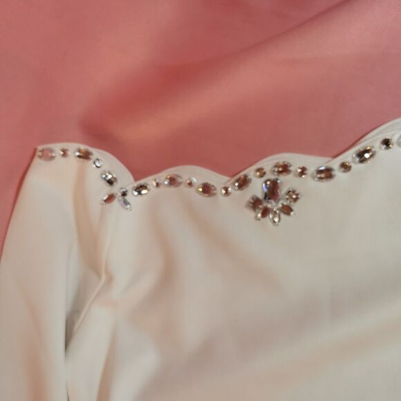 Golds Infinity White Rose Mini Dress Size Small Bodycon Gyaru Gal Fashion Party - Picture 8 of 8